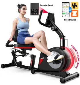 W27301-up Pooboo Recumbent Exercise Bike Stationary Belt Drive Indoor Cycling Bikes