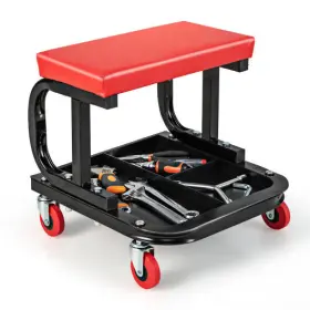 Rolling Creeper Classified Tool Tray Cushioned Seat - Color Bl 473510342252 With And Black Re