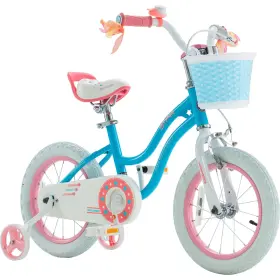 B00lfa81ka Royalbaby Stargirl 14 Inch Kids Bike Girls Bicycle With Training Wheels And Basket Blu