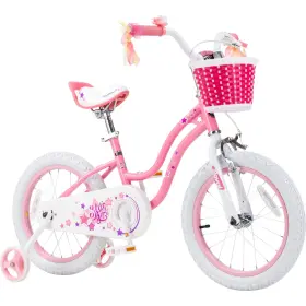 B0b4jvlmtv Royalbaby Stargirl 12 Inch Kids Girls Bike With Training Wheels And Basket - Rose Pink