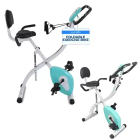Slxb18 Serenelife Folding Digital Stationary Exercise Bike With Pulse Monitor And Resistance Bands