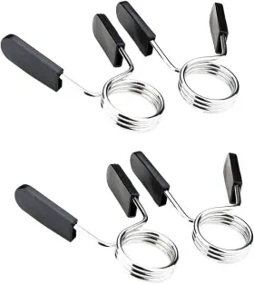 Setaria Viridis 788609073884 2 Pairs 1-inch Spring Clip Collars 25mm 4pcs Barbell Clamps Silver Black