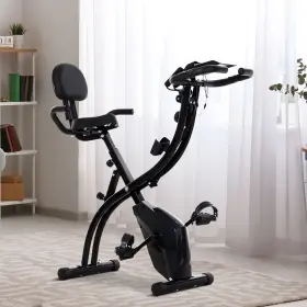 Soozier 842525149952 2 In 1 Upright Exercise Bike Stationary Foldable Black 20 Inch W X 38.25 D