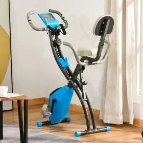 Soozier 842525162746 2 In 1 Upright Exercise Bike Stationary Foldable Blue 20 Inch W X 38.25 D