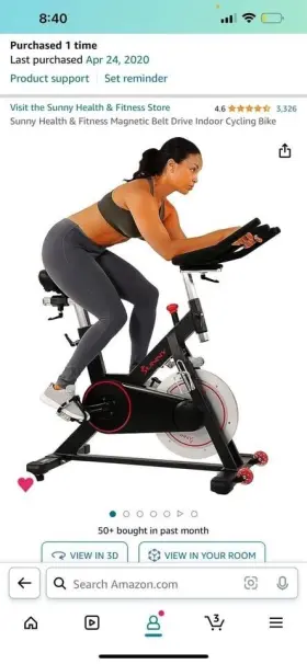 Sf-b1913 Sunny Health Fitness And Magnetic Belt Drive Indoor Cycling Bike Euc With Mat