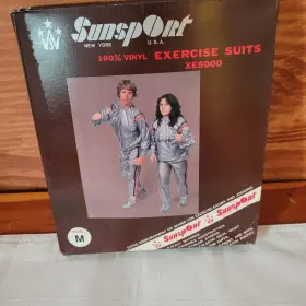 Xe5000 Sunsport Vtg 100% Vinyl Exercise Suit Size Medium 30-34