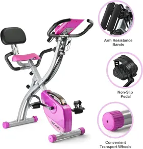 Techmoo 445016550546 Folding Exercise Bike Portable Upright Adjustable Backrest Cycling Recumbent Sta #2