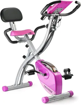 Techmoo 445016550546 Folding Exercise Bike Portable Upright Adjustable Backrest Cycling Recumbent Sta