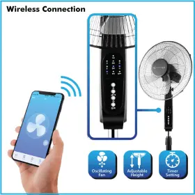 Tpxa16b Technical Pro Smart Wifi 16 Inch Oscillating Pedestal Fan 3 Speed Black #3