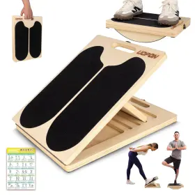 Uopon 708707187061 2 In 1 Wooden Slant Board And Balance Portable 6 Angle Adjustable Calf S