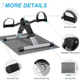 Uten 921761129776 Folding Pedal Exerciser Under Desk Bike Mini Des #2