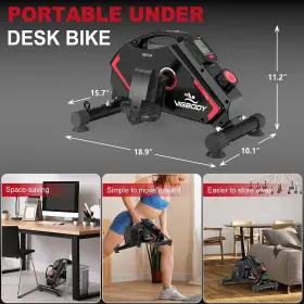 Eb512a Vigbody Under Desk Bike Pedal Exerciser Magnetic Mini Exercise Cycle Leg Exe #2