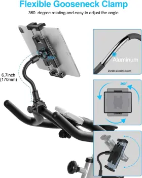Woleyi 313018199124 Gooseneck Spin Bike Tablet Mount Elliptical Treadmill Holder Ind #3