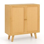 Bamboo Buffet Storage Cabinet With Pe Rattan Doors Freestanding Kitchen Cupb. Fixed Price $117.72.