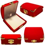 Red Velour & Gold Treasure Chest Jewelry Gift Box, Necklace, Pin, Earrings. Fixed Price $10.99.