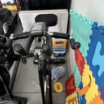 Pooboo Upright Exercise Bike Black Adjustable Seat Digital Display. Fixed Price $180.00.