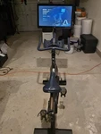Myxfitness Upright Exercise Bike Touchscreen Magnetic Black Blue. Fixed Price $100.00.