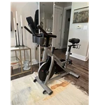 Fully Assembled Merach Upright Exercise Bike Adjustable Seat Wheels Gray Black. Fixed Price $70.00.