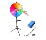24 Inch Spinning Prize Wheel, Ajustable Height Doodle Game Spinner, Storabl. Fixed Price $65.00.