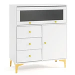 Chest Of Drawers With Flip Up Fluted Glass Door For Bedroom Kitchen-gray Color. Fixed Price $154.09.